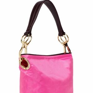 JKL Pink and Brown Shoulder Bag with Gold Accents